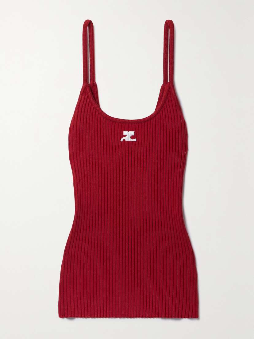 Courreges Reedition Appliquéd Ribbed-knit Tank