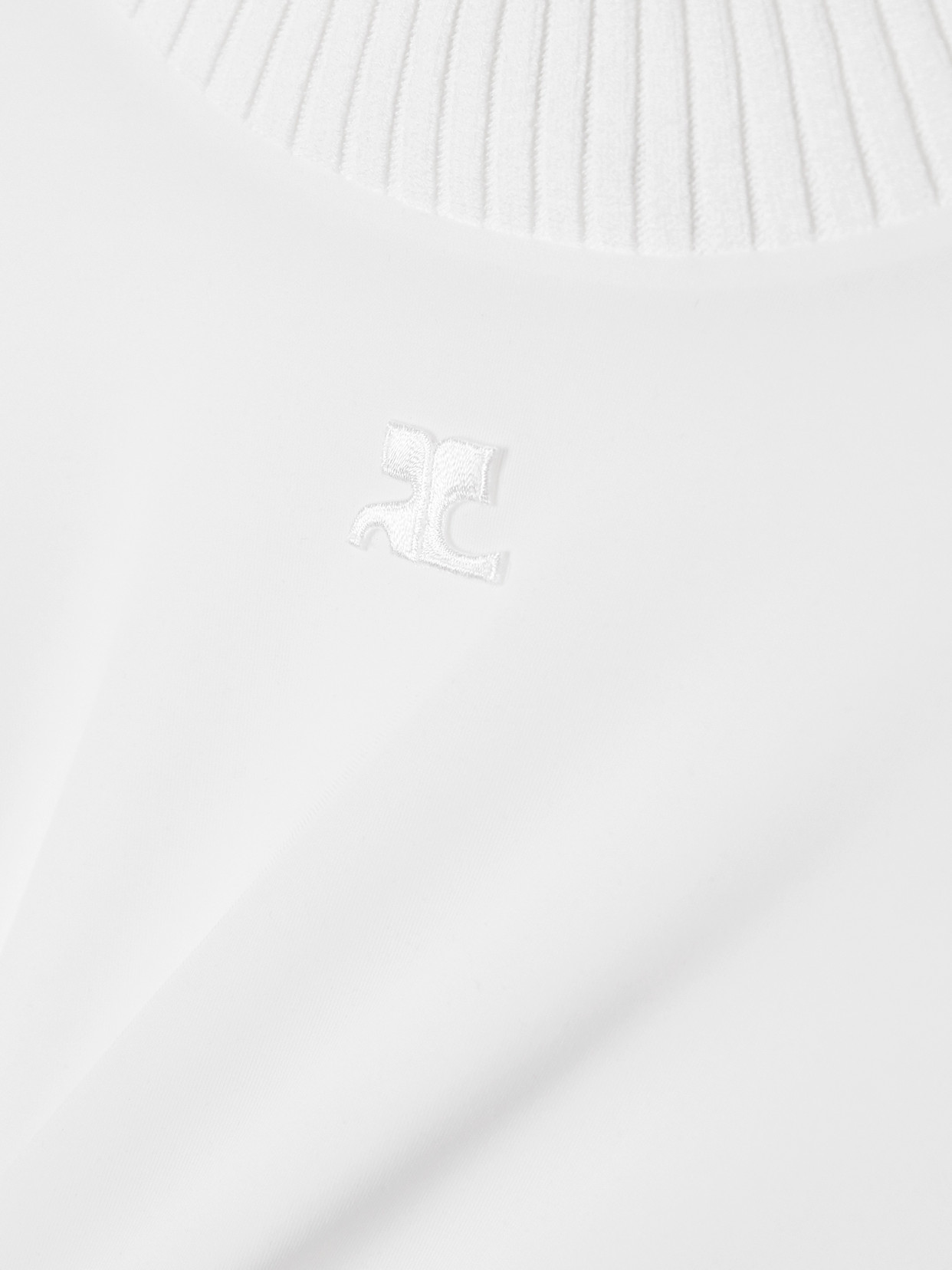 Courrèges Reedition Mesh And Ribbed-knit Top In White