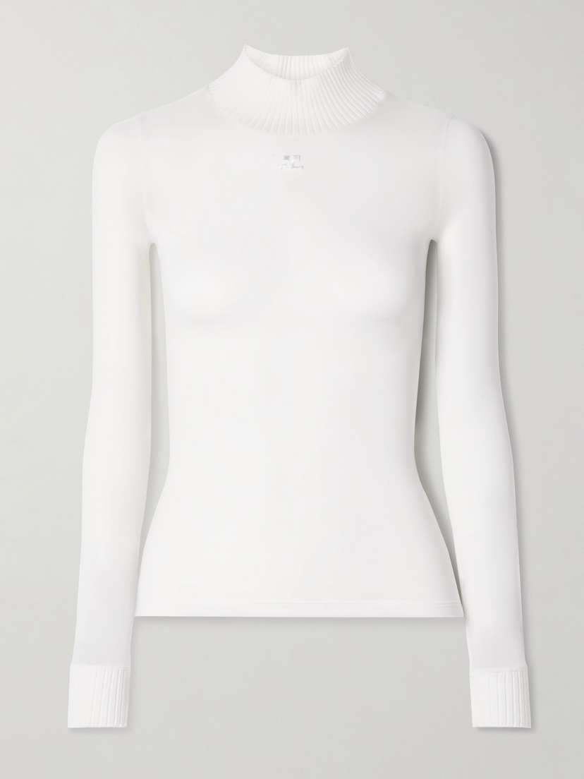 Courrèges Reedition Mesh And Ribbed-knit Top