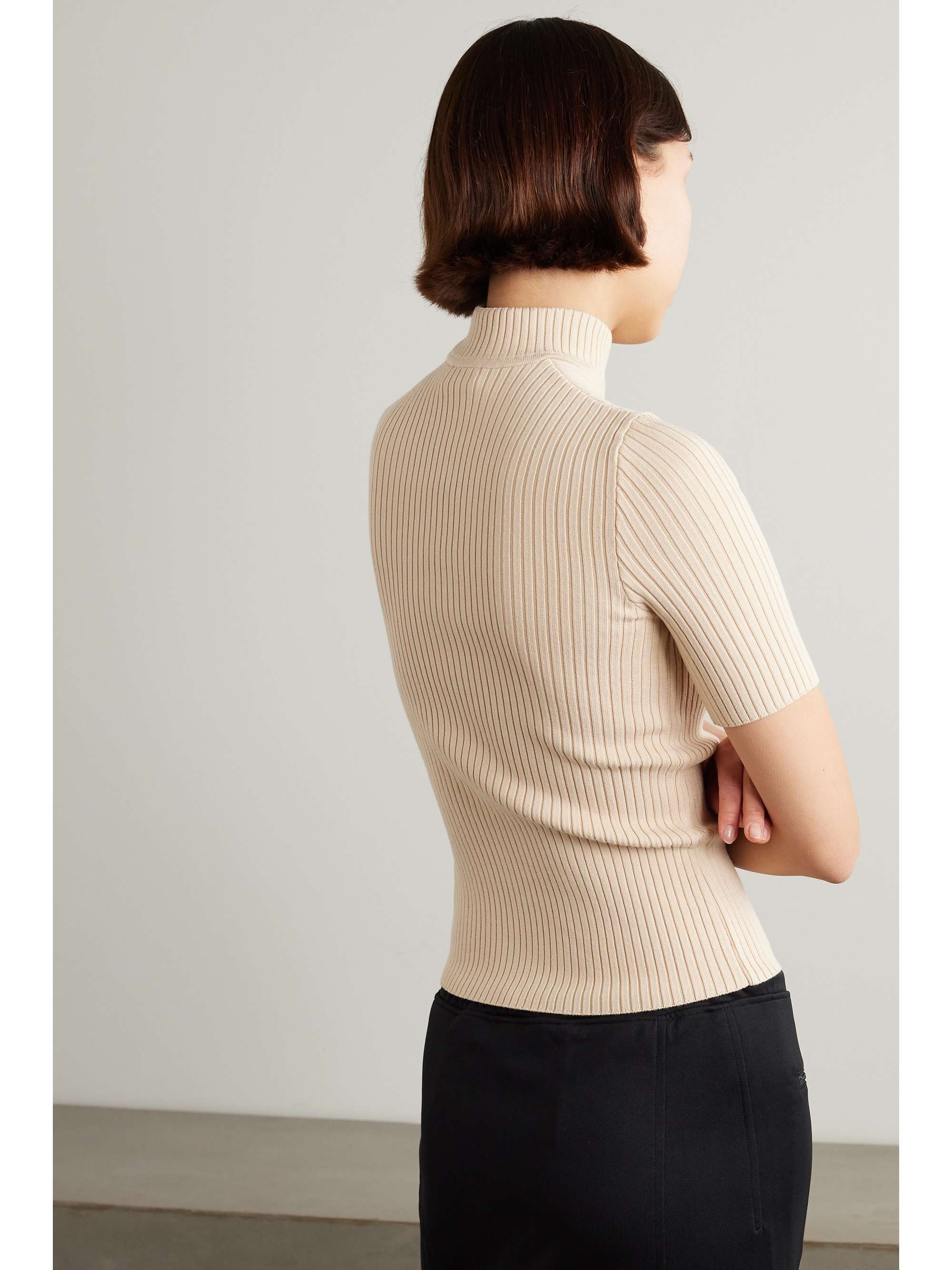 COURRÈGES Embroidered ribbed-knit top