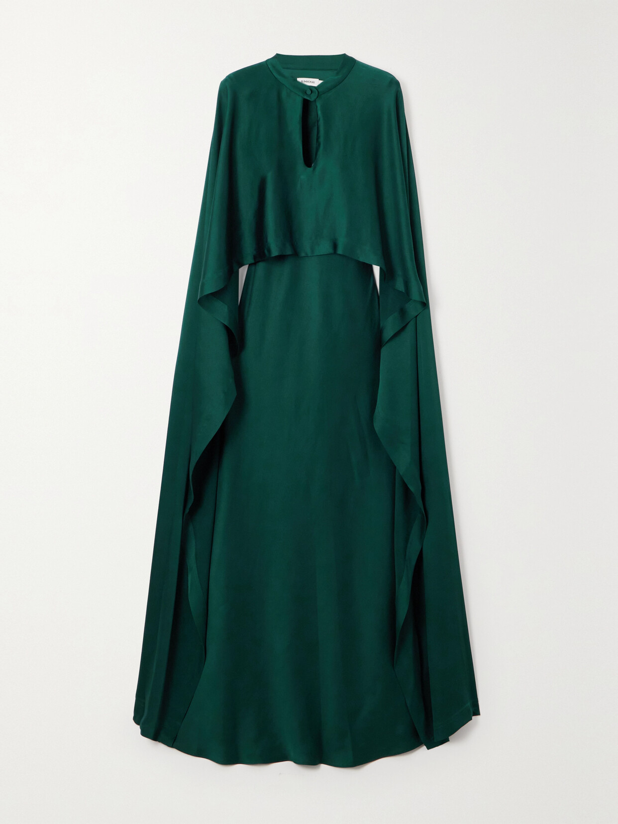 Simkhai Amory Cape-effect Draped Satin Gown In Green