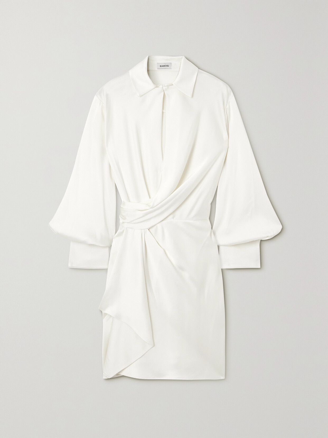 SIMKHAI - Talit Wrap-effect Draped Duchesse-satin Mini Dress - Ivory