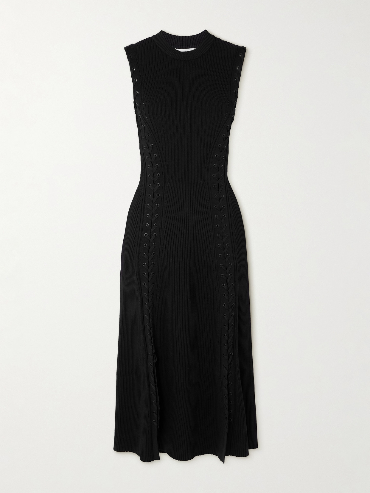 SIMKHAI - Lorena Lace-up Ribbed-knit Midi Dress - Black