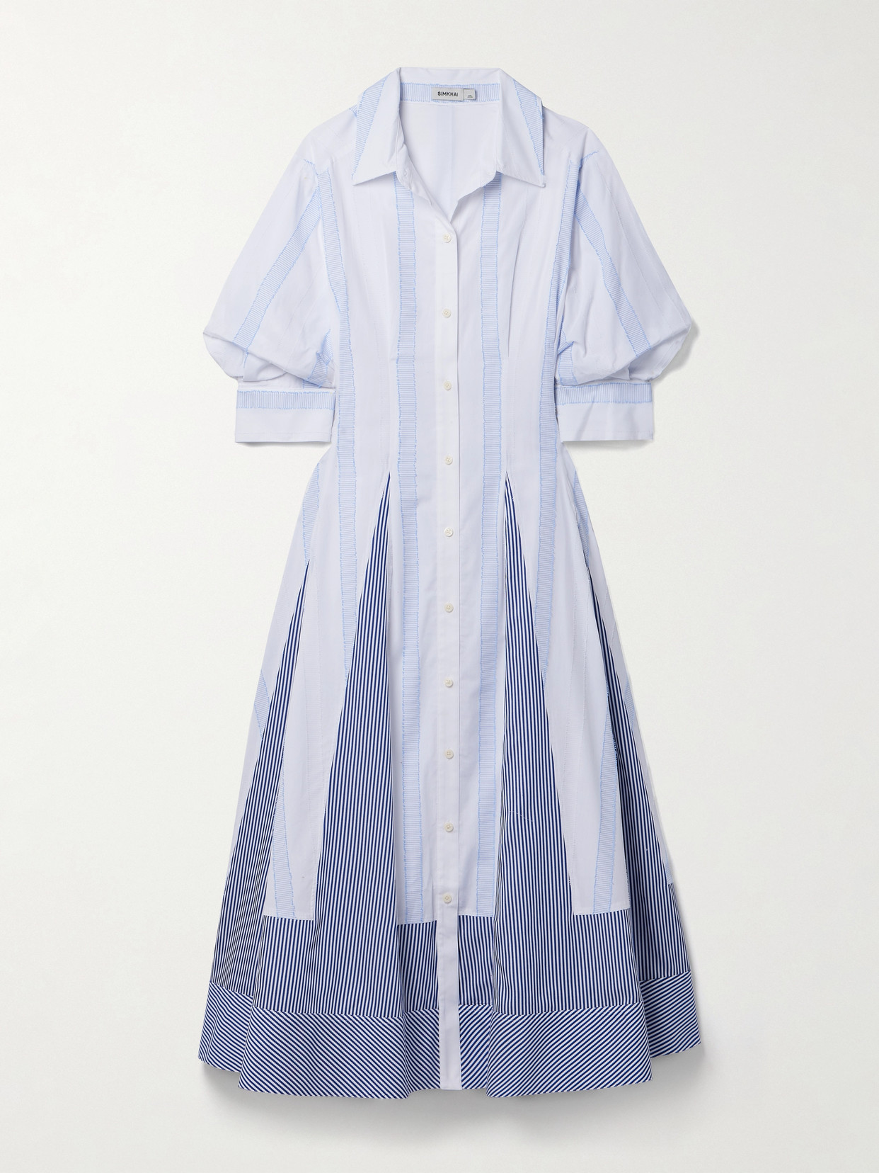 SIMKHAI - Jazz Embroidered Striped Cotton-blend Poplin Midi Shirt Dress - White