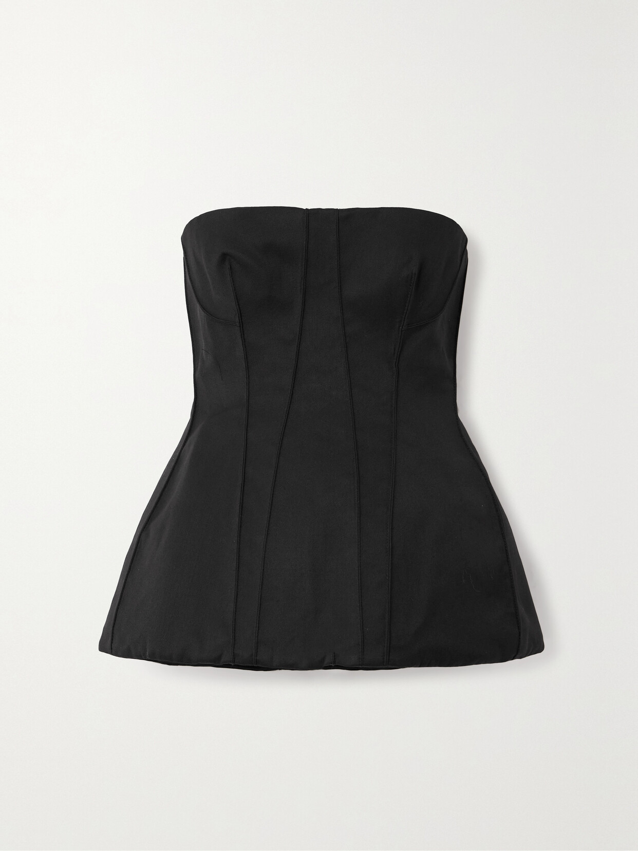 Shop Simkhai Parker Strapless Wool-blend Twill Bustier Top In Black