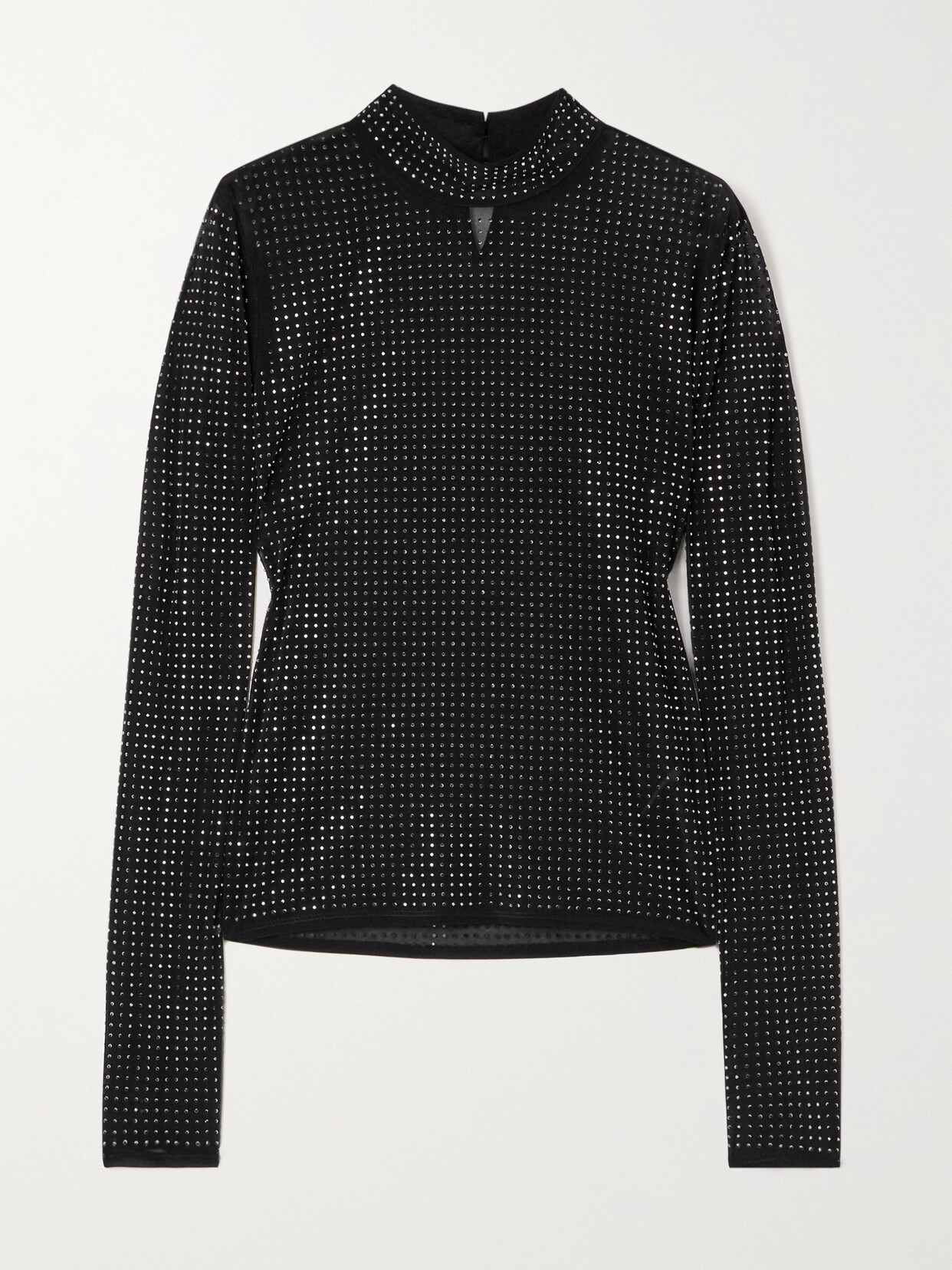 SIMKHAI Desirae Crystal-embellished Tulle Turtleneck Top - Black