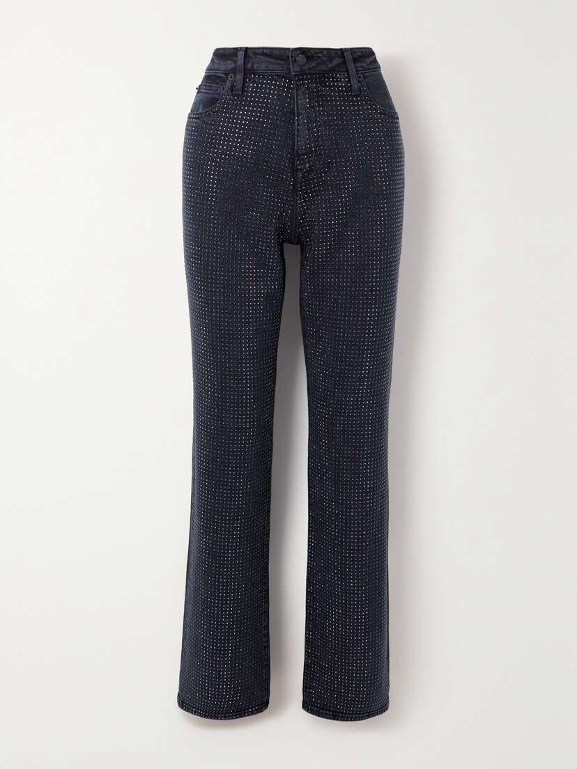 Simkhai Liam Crystal-embellished High-rise Straight-leg Jeans