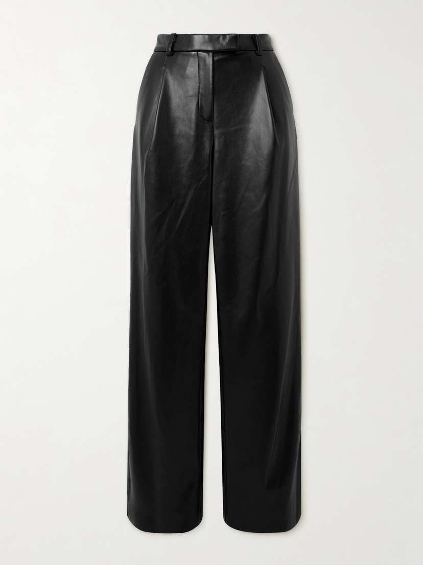 Simkhai Novia Pleated Faux Leather Straight-leg Pants