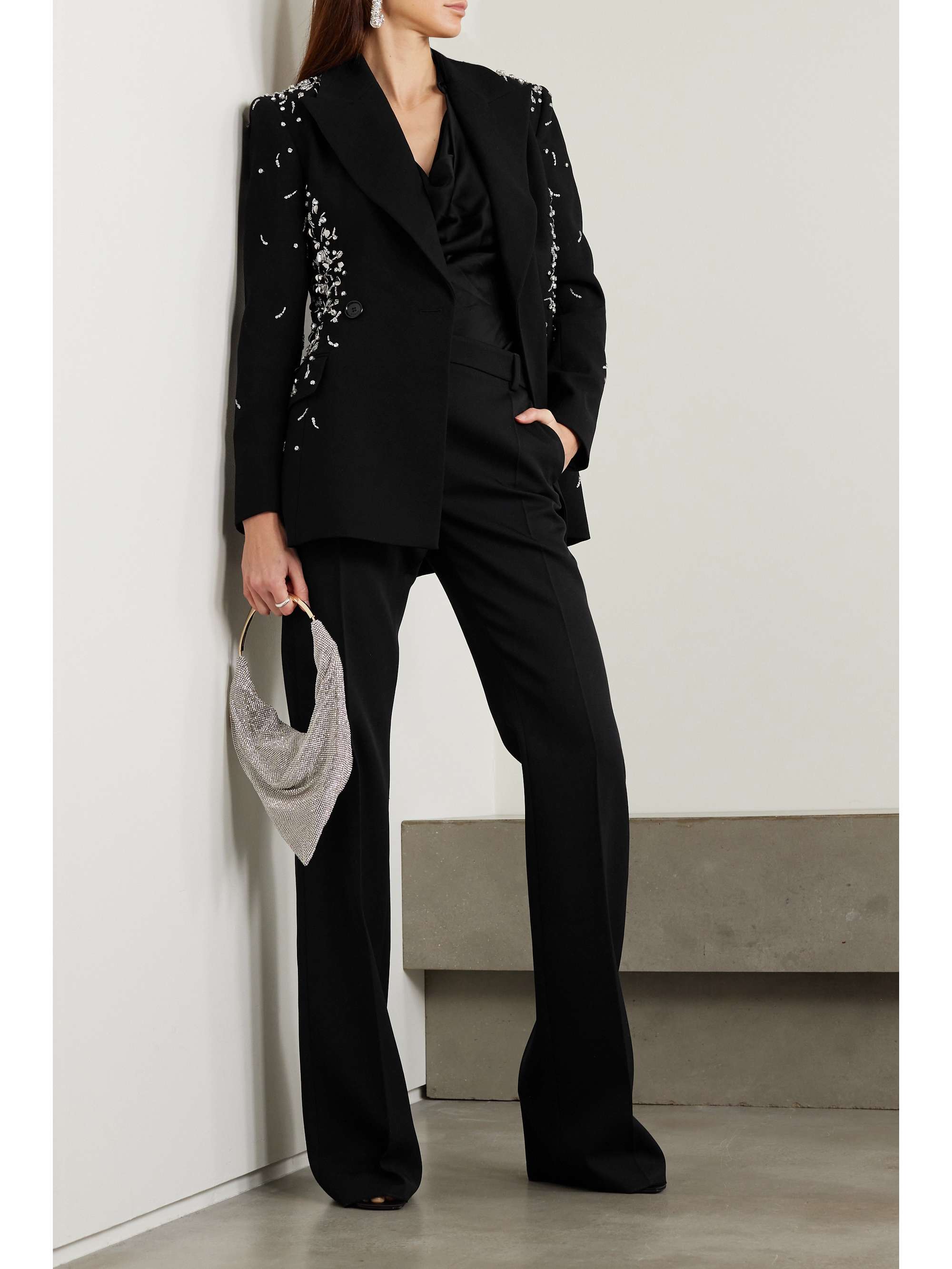 SIMKHAI Getty double-breasted embellished crepe blazer | NET-A-PORTER