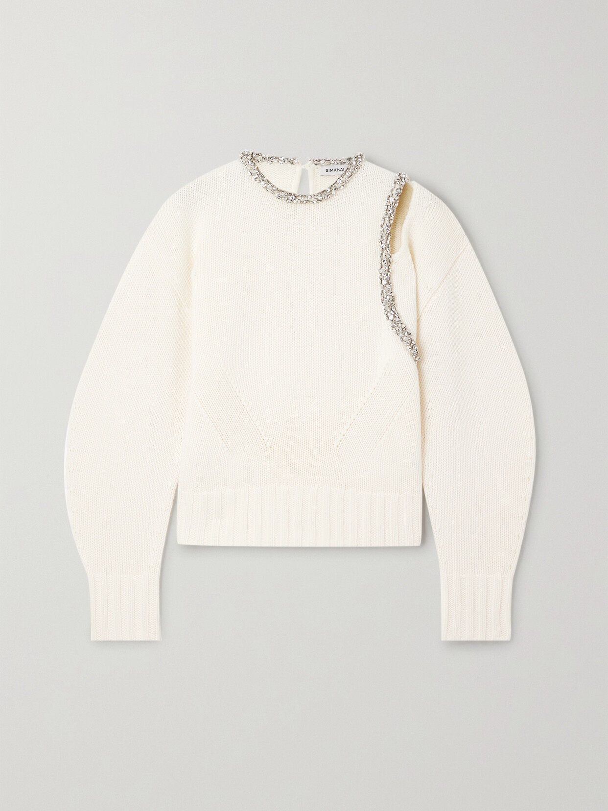 Simkhai Monroe Embellished Cotton-blend Sweater In Ivory