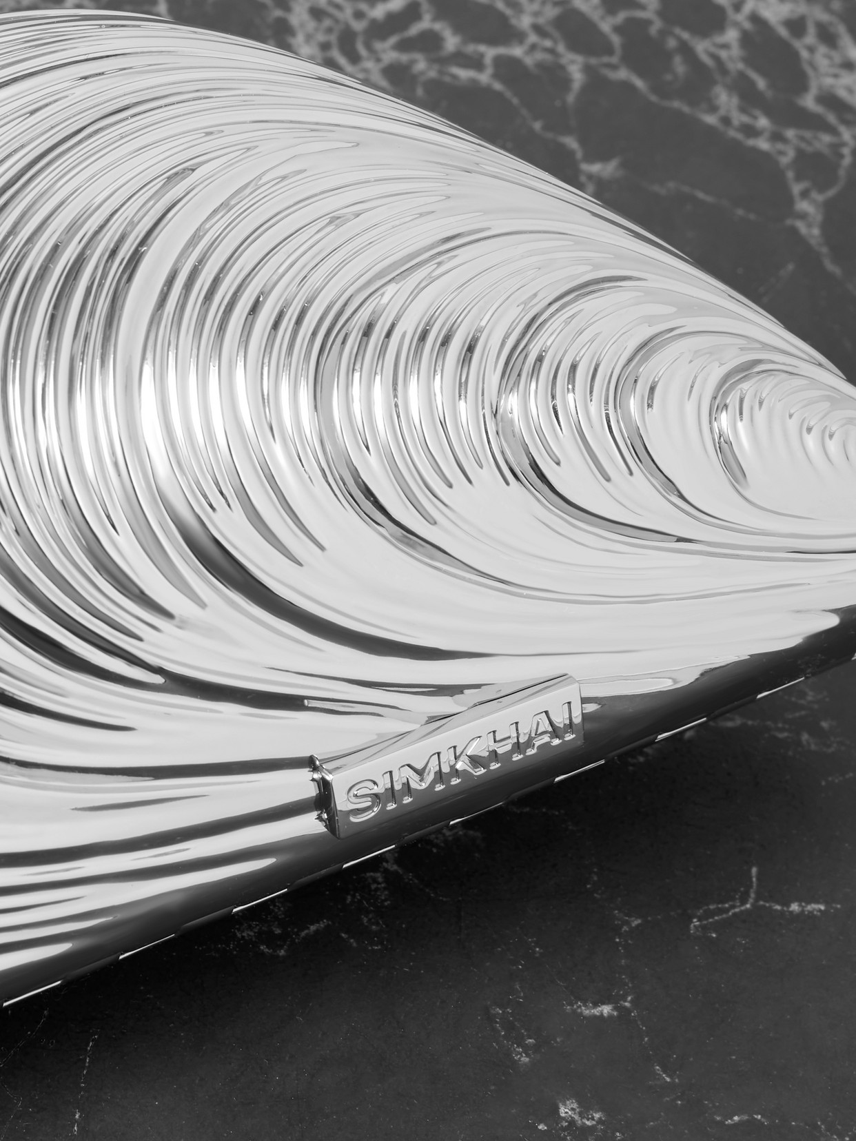 Simkhai Bridget Metal Oyster Shell Clutch Silver One Size In Silver