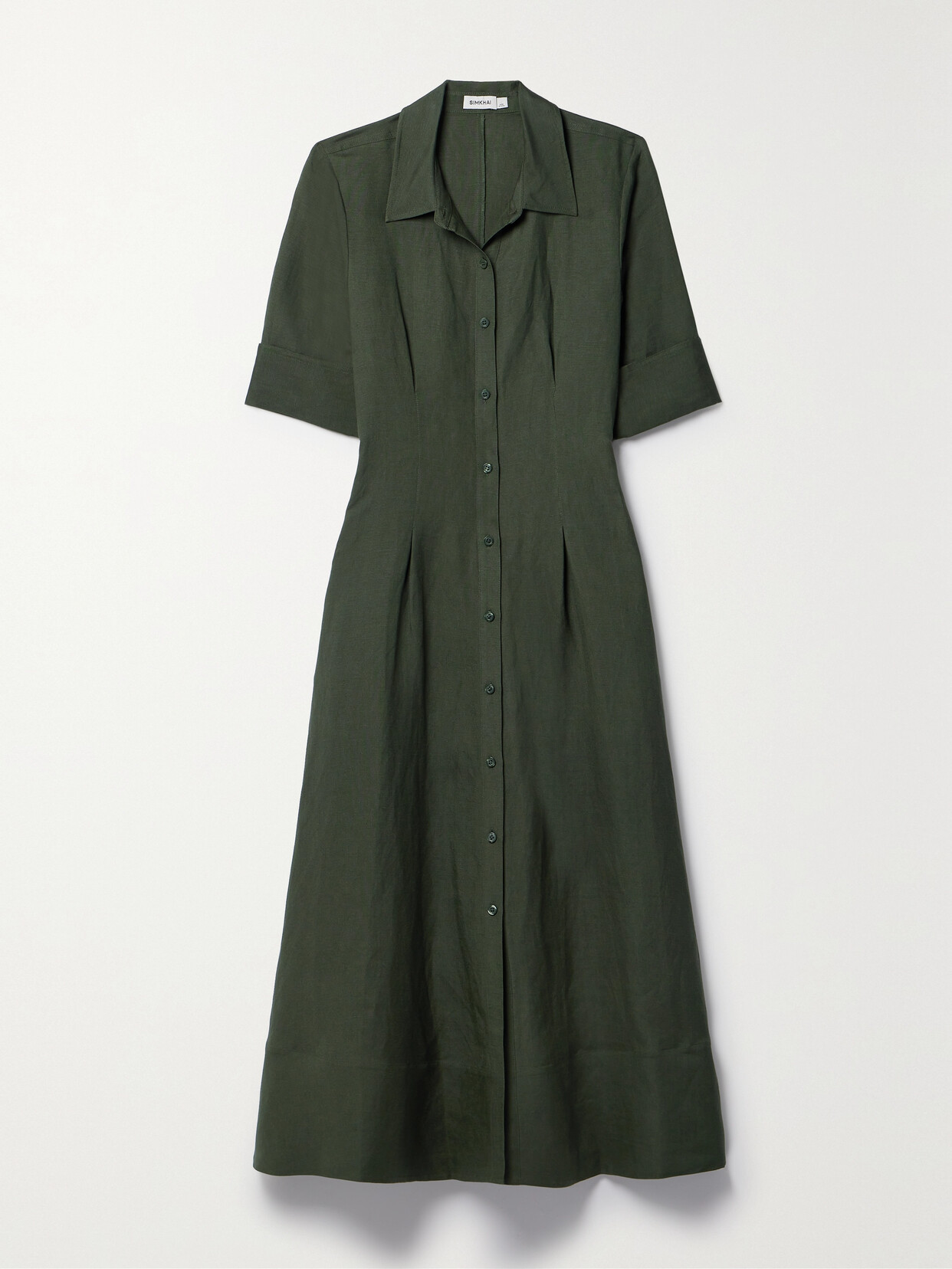 Simkhai Claudine Linen-blend Shirt Dress In Green