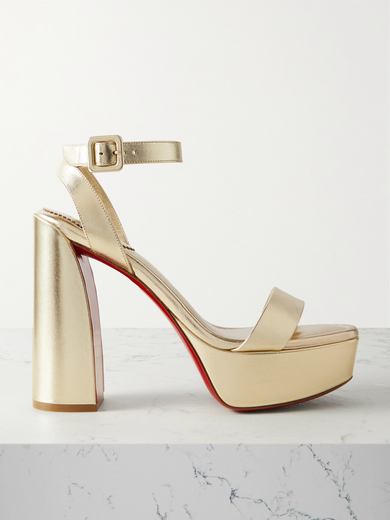 Christian Louboutin Movida Sabina 130 Metallic Patent-leather Platform Sandals - Gold