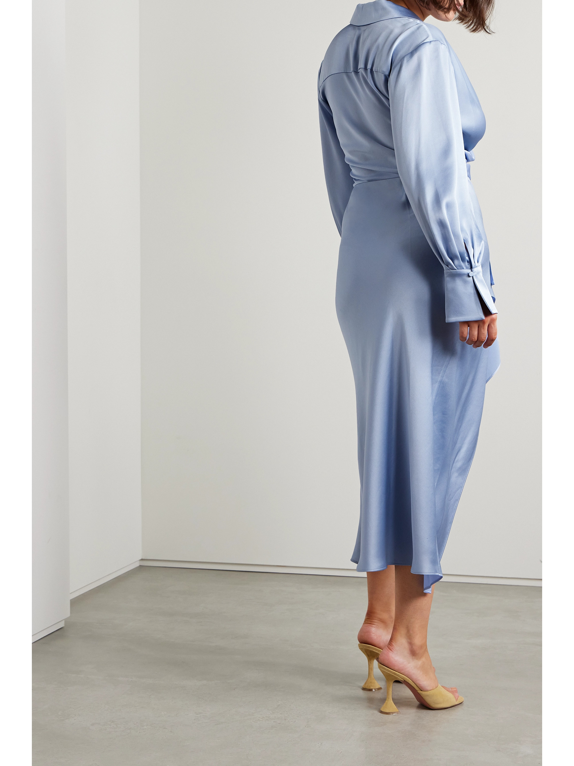 SIMKHAI Talita draped wrap-effect satin midi dress