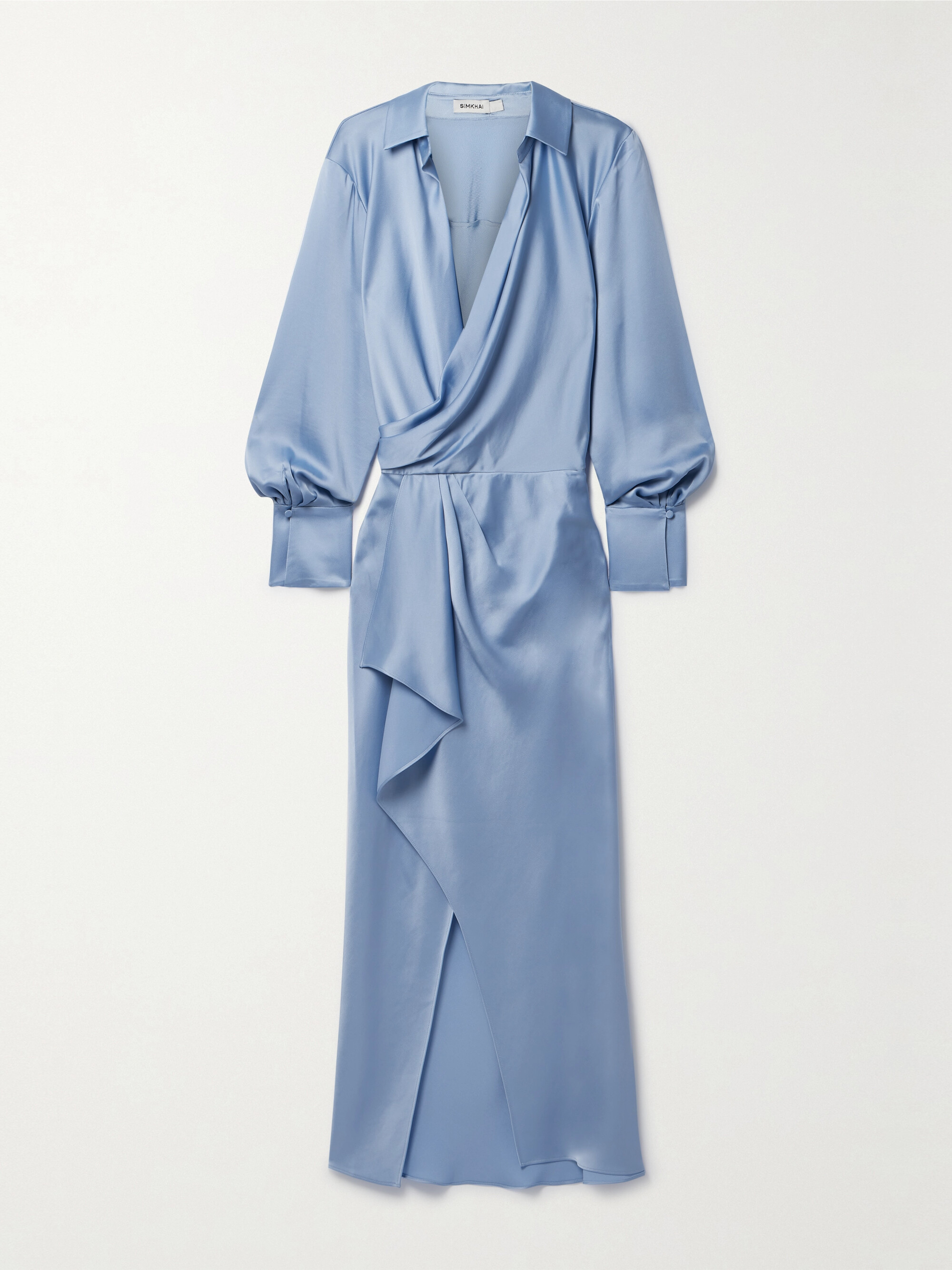 SIMKHAI Talita draped wrap-effect satin midi dress