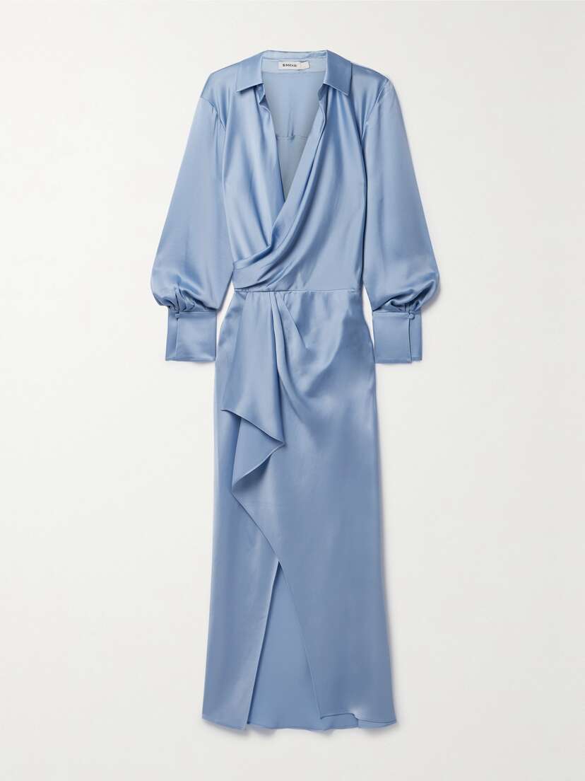 Simkhai Talita Draped Wrap-effect Satin Midi Dress
