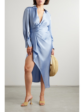 SIMKHAI Talita draped wrap-effect satin midi dress