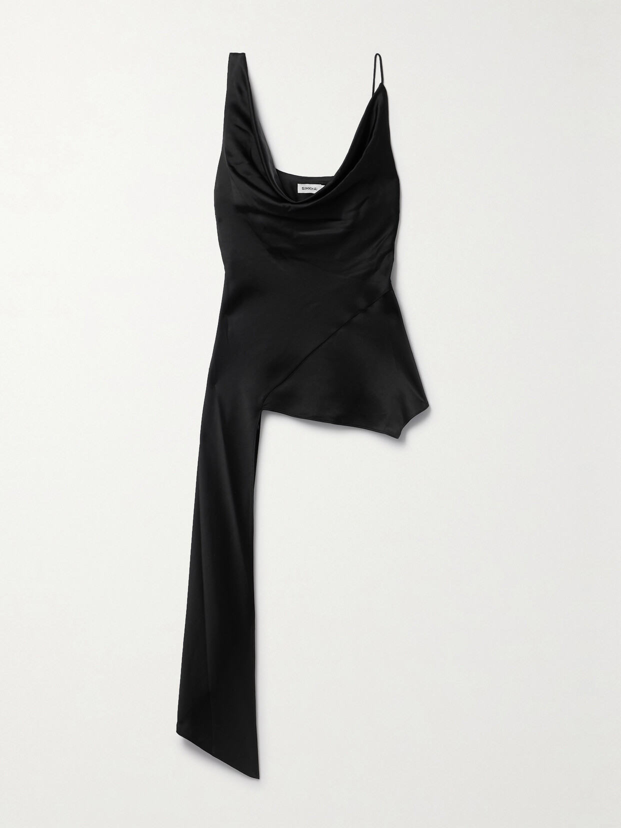 Shop Simkhai Ronnie Asymmetric Draped Crepe Top In Black