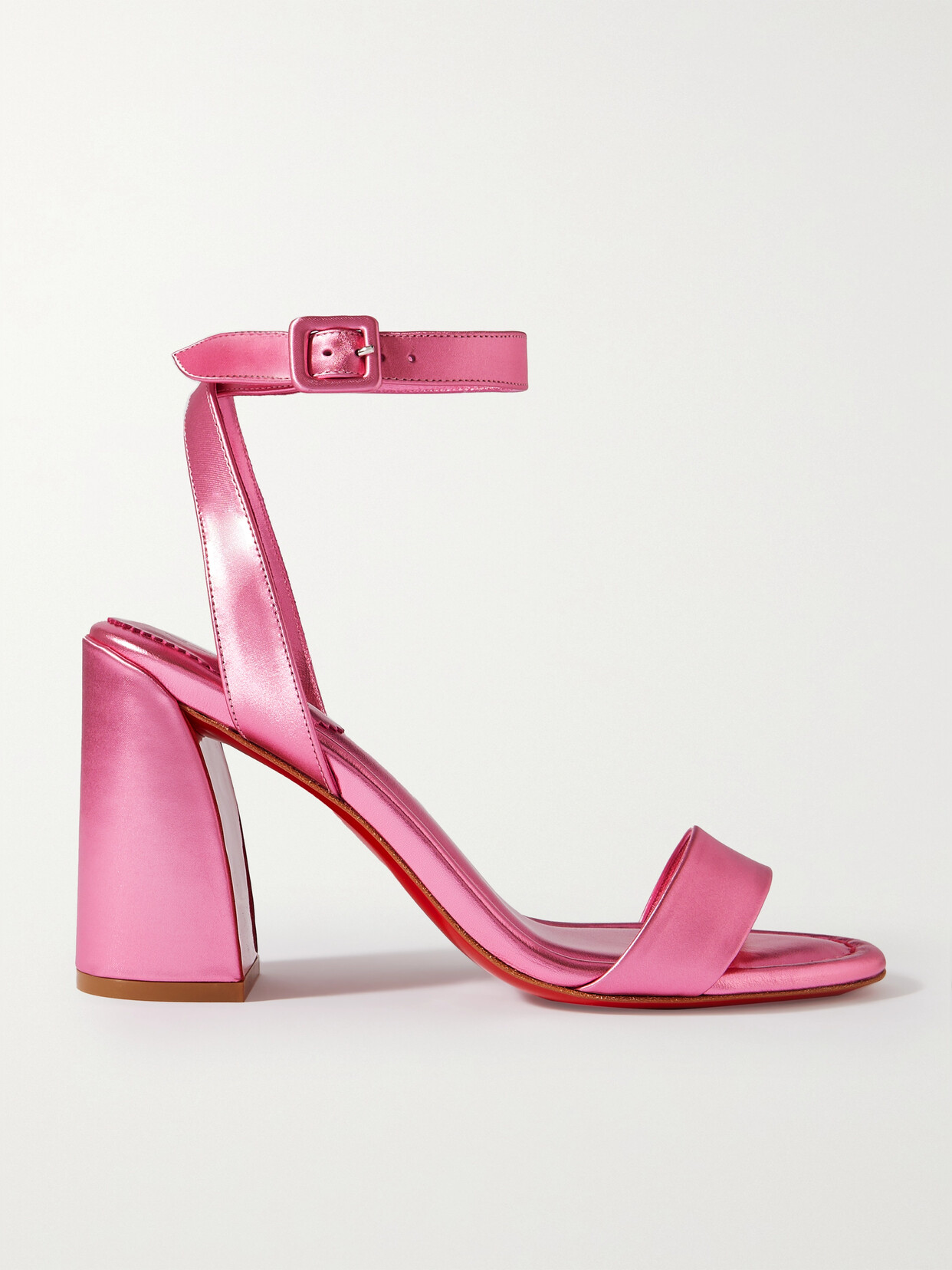 Christian Louboutin Miss Sabina 85 Metallic Satin Sandals - Pink