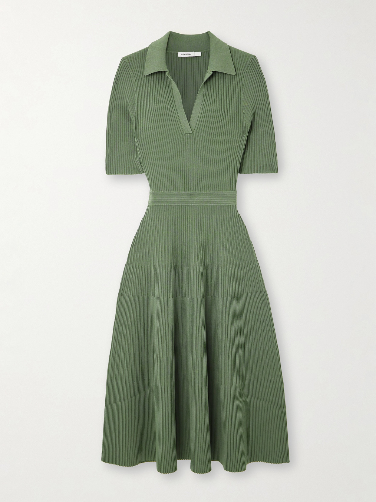 SIMKHAI - Pati Ribbed-knit Midi Dress - Green