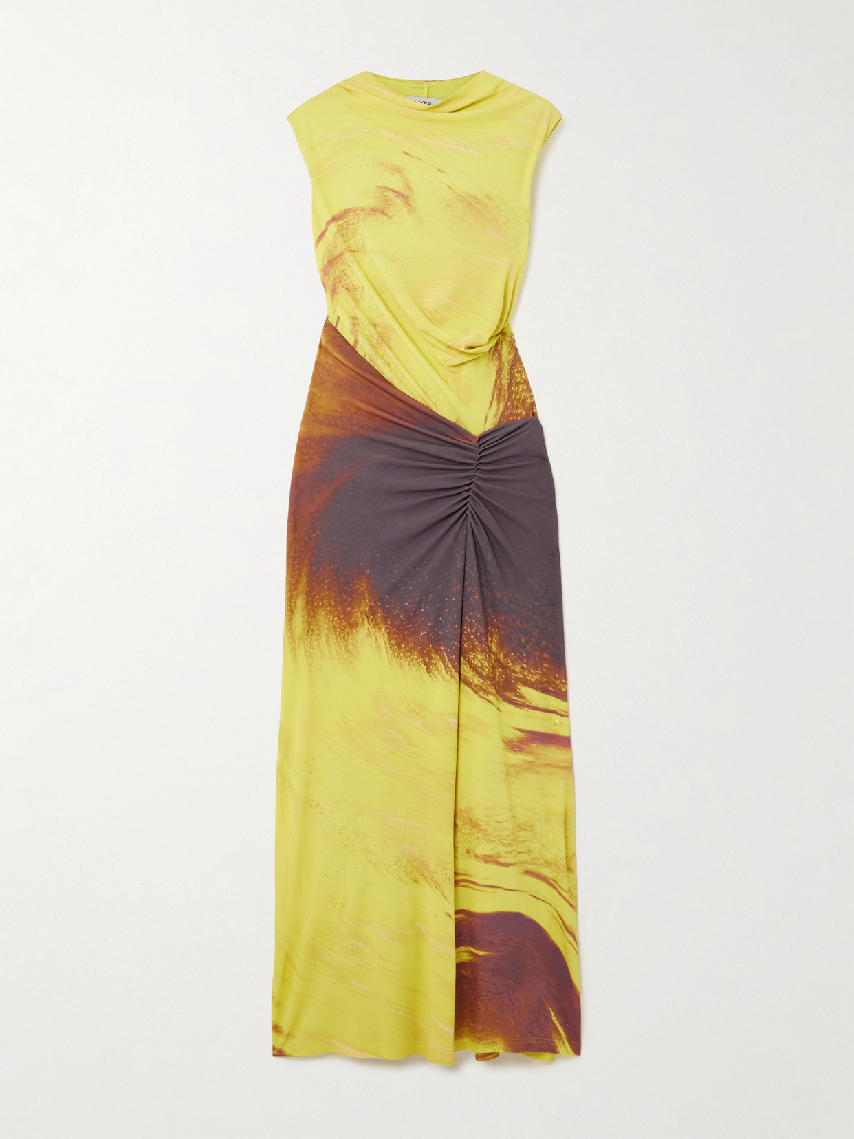 SIMKHAI - Acacia Printed Stretch-satin Midi Dress - Yellow