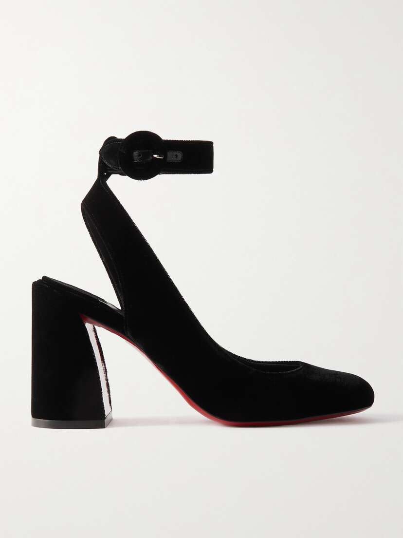 Christian Louboutin Miss Sab Sling 85 Velvet Pumps