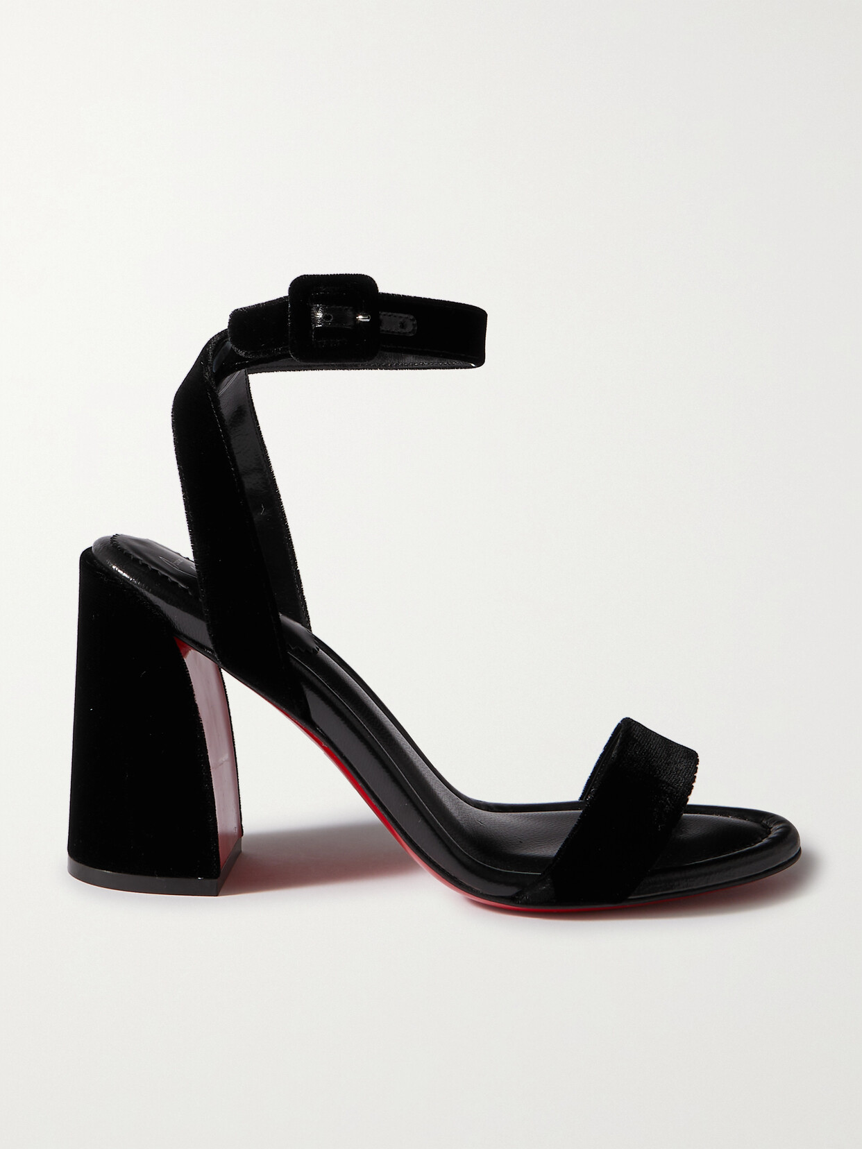 Christian Louboutin Miss Sabina 85 Velvet Sandals In Black