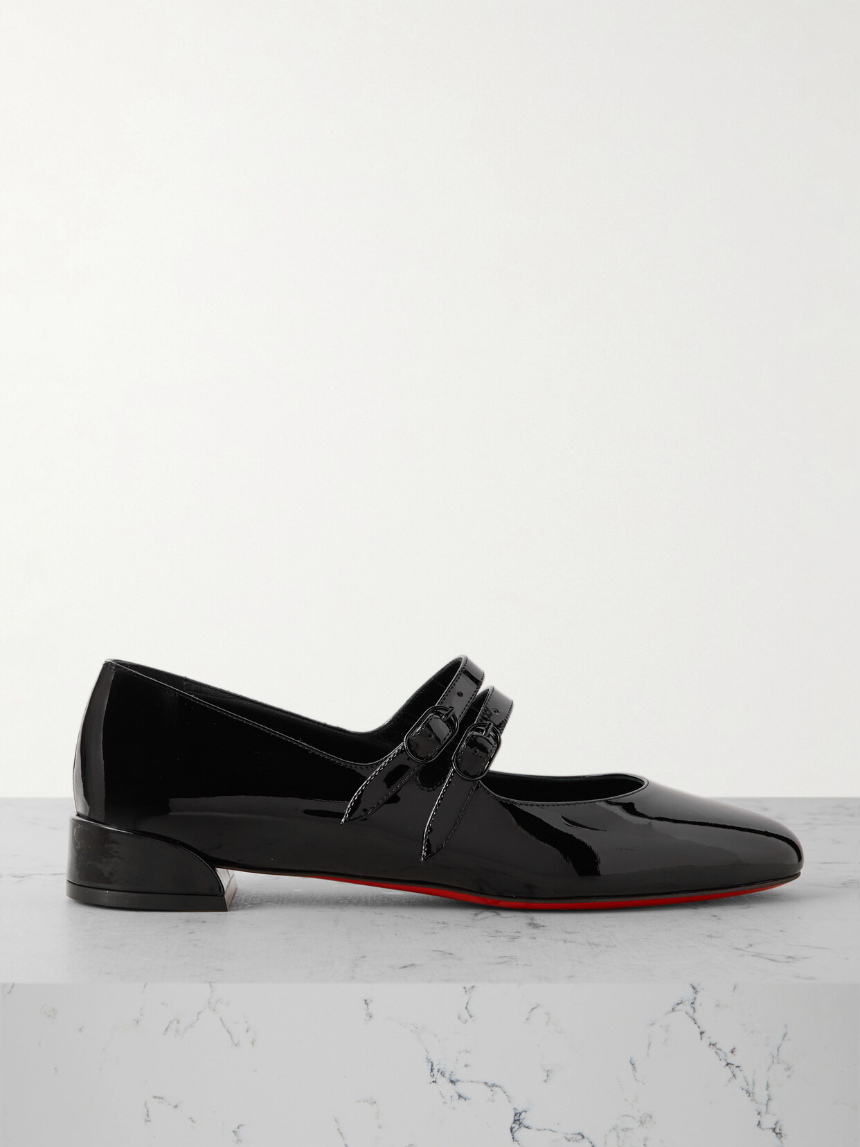 Christian Louboutin Sweet Jane Patent-leather Flats In Black