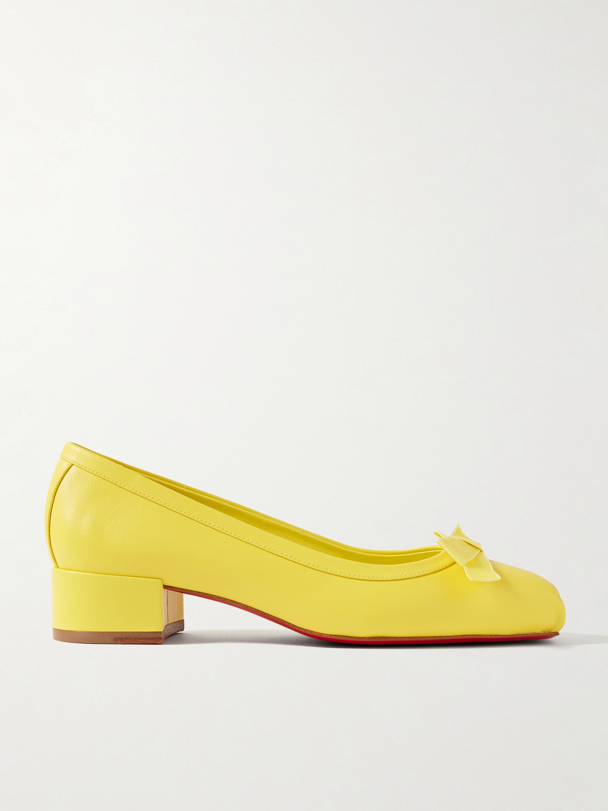 Christian Louboutin - Mamaflirt 30 Bow-embellished Leather Ballet Pumps - Yellow