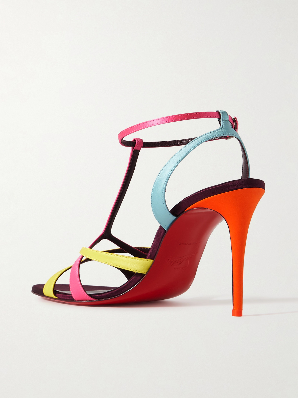 Shop Christian Louboutin Tangueva 100 Satin-crepe Sandals In Multi