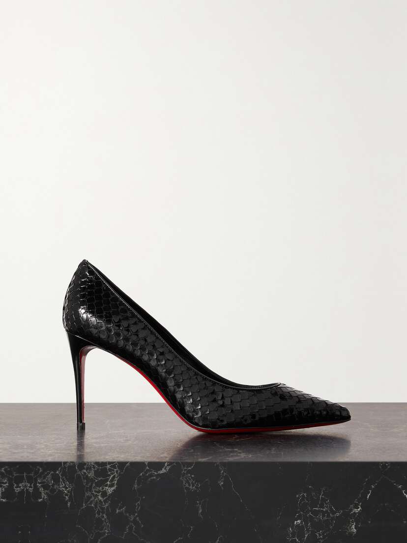 Christian Louboutin Kate 85 Snake-effect Patent-leather Pumps
