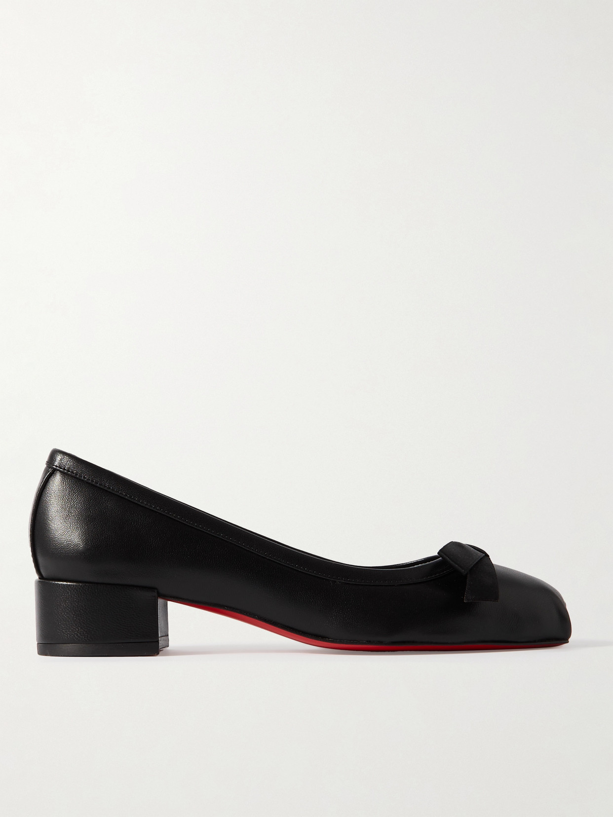 Christian Louboutin Mamaflirt 30 Bow-embellished Leather Ballet Pumps In Black