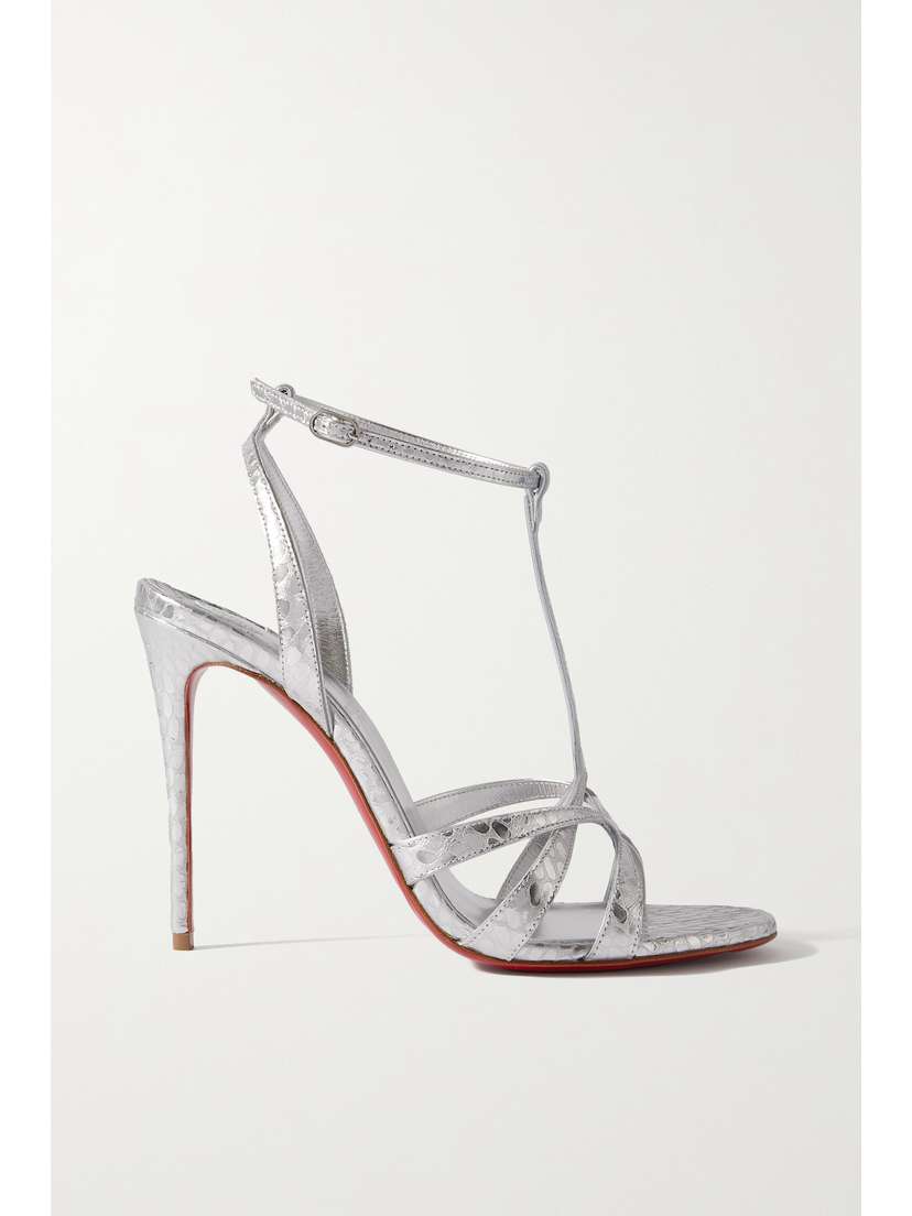 Christian Louboutin Tangueva Alta 100 Metallic Snake-effect Leather Sandals