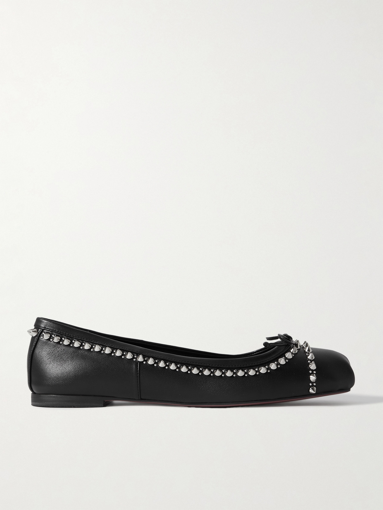 Christian Louboutin Mamadrague Spiked Leather Ballet Flats In Black