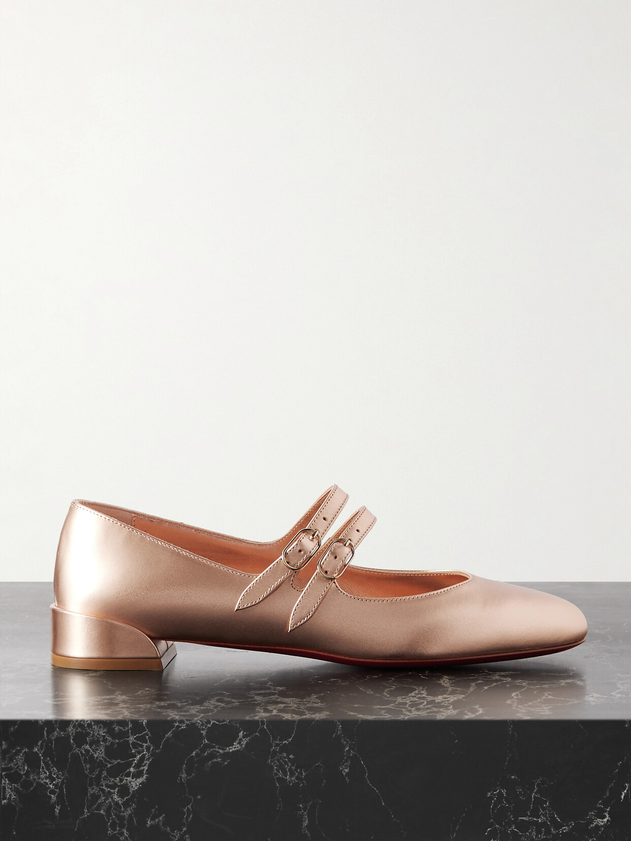 Shop Christian Louboutin Sweet Jane Metallic Leather Flats In Gold