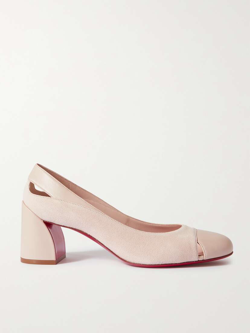 Christian Louboutin Miss Duvette 55 Cutout Leather And Suede Pumps
