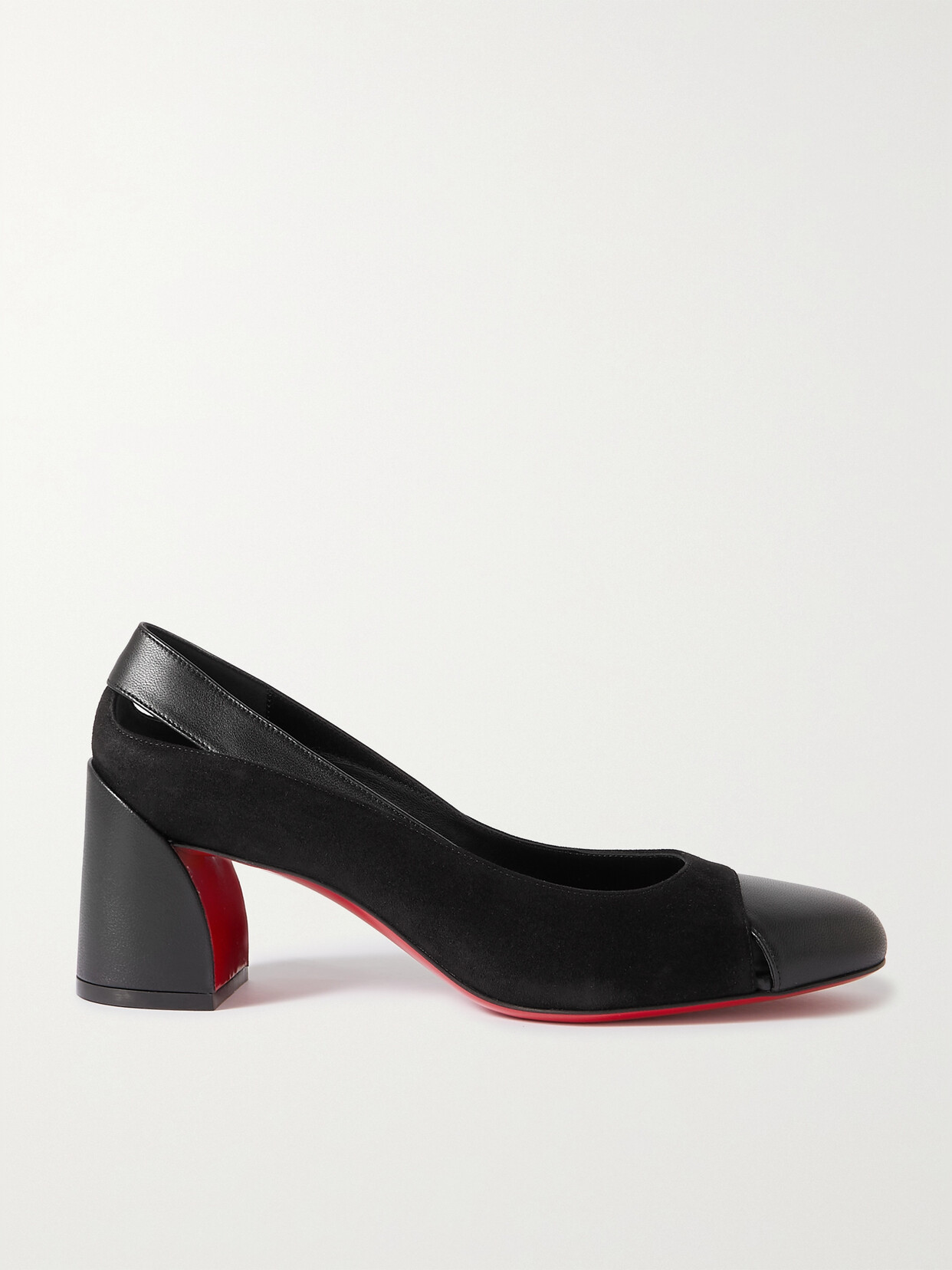 Christian Louboutin - Miss Duvette 55 Cutout Leather And Suede Pumps - Black