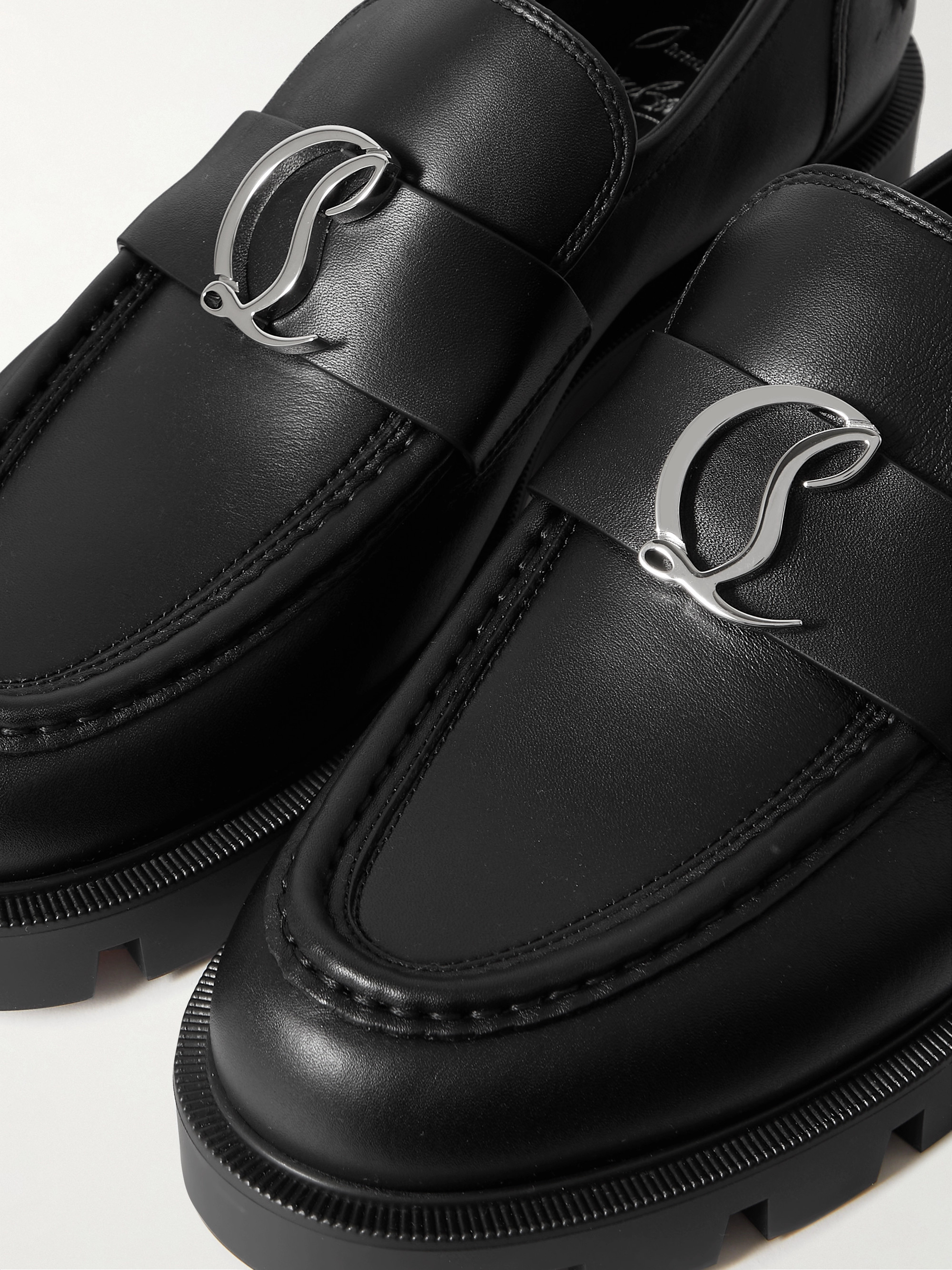 CHRISTIAN LOUBOUTIN CL Moc Lug 75 logo-embellished leather loafers thumbnail