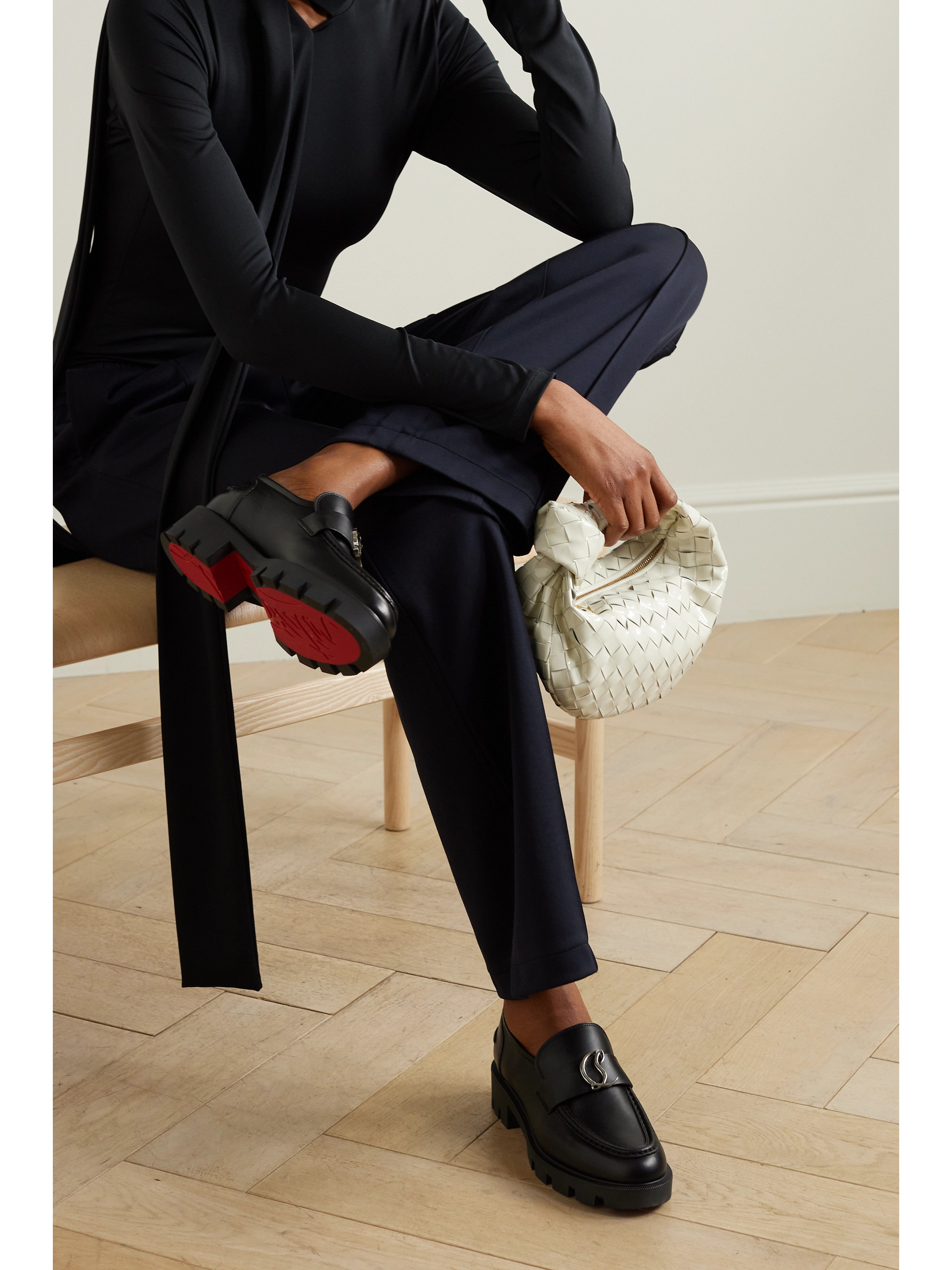 CHRISTIAN LOUBOUTIN CL Moc Lug 75 logo-embellished leather loafers thumbnail