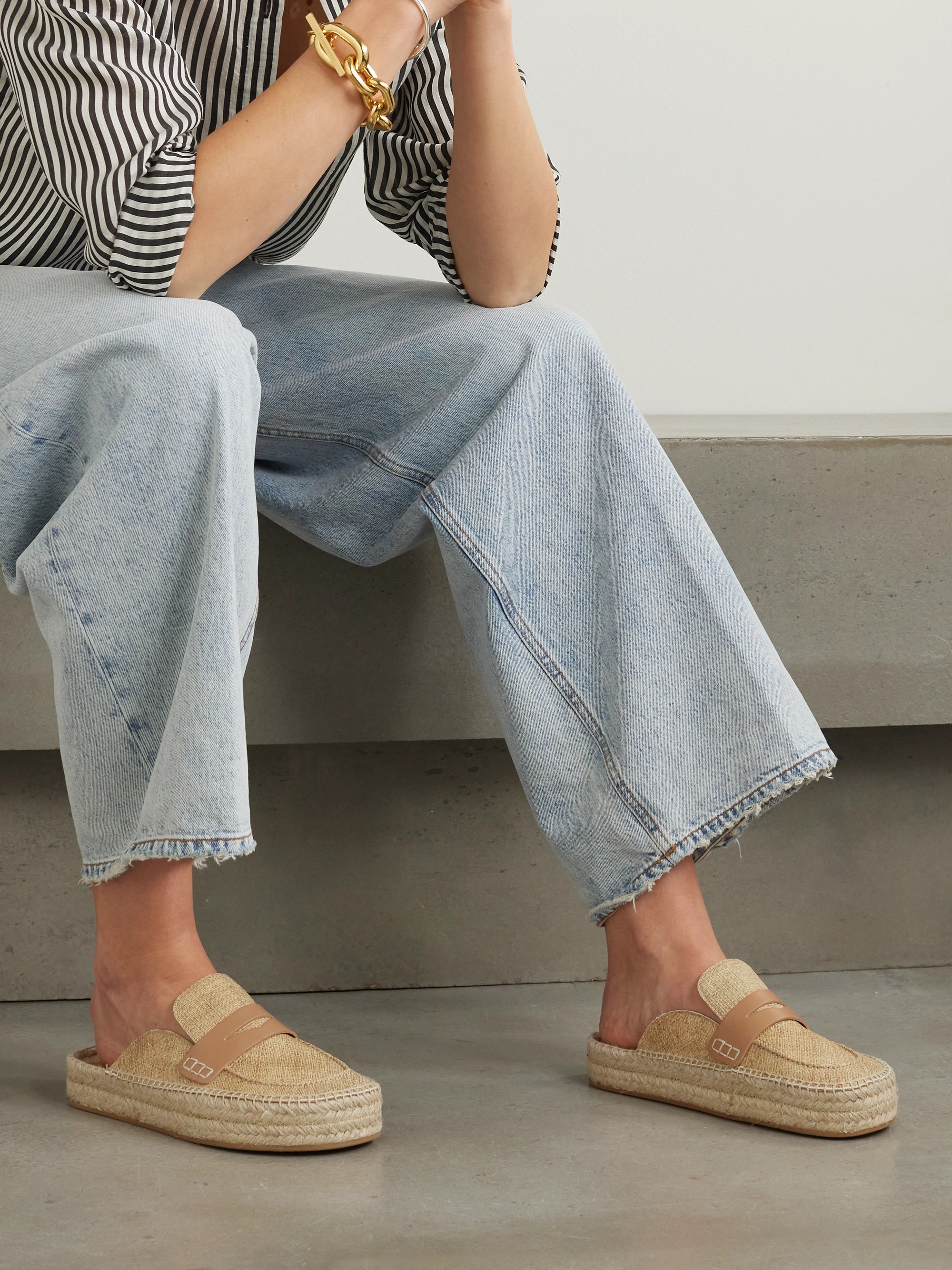 Jw Anderson Printed textured-leather espadrille mules thumbnail