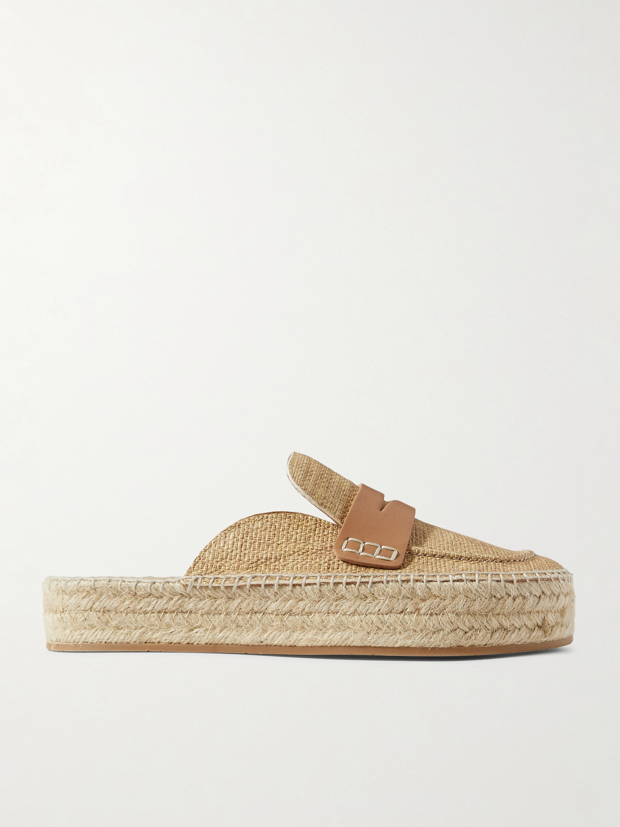 Jw Anderson Printed Textured-leather Espadrille Mules In Neutrals