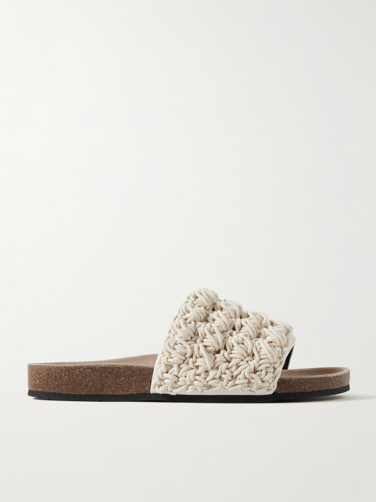 Jw Anderson Crocheted Cotton Slides In Neutrals