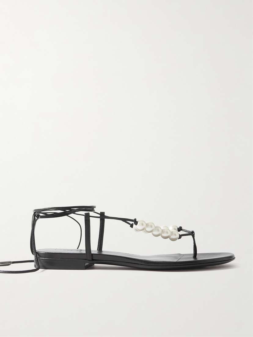 Magda Butrym Faux Pearl-embellished Leather Sandals