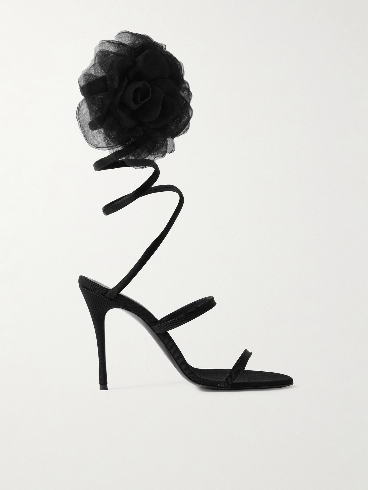 Magda Butrym Appliquéd Grosgrain Sandals In Black