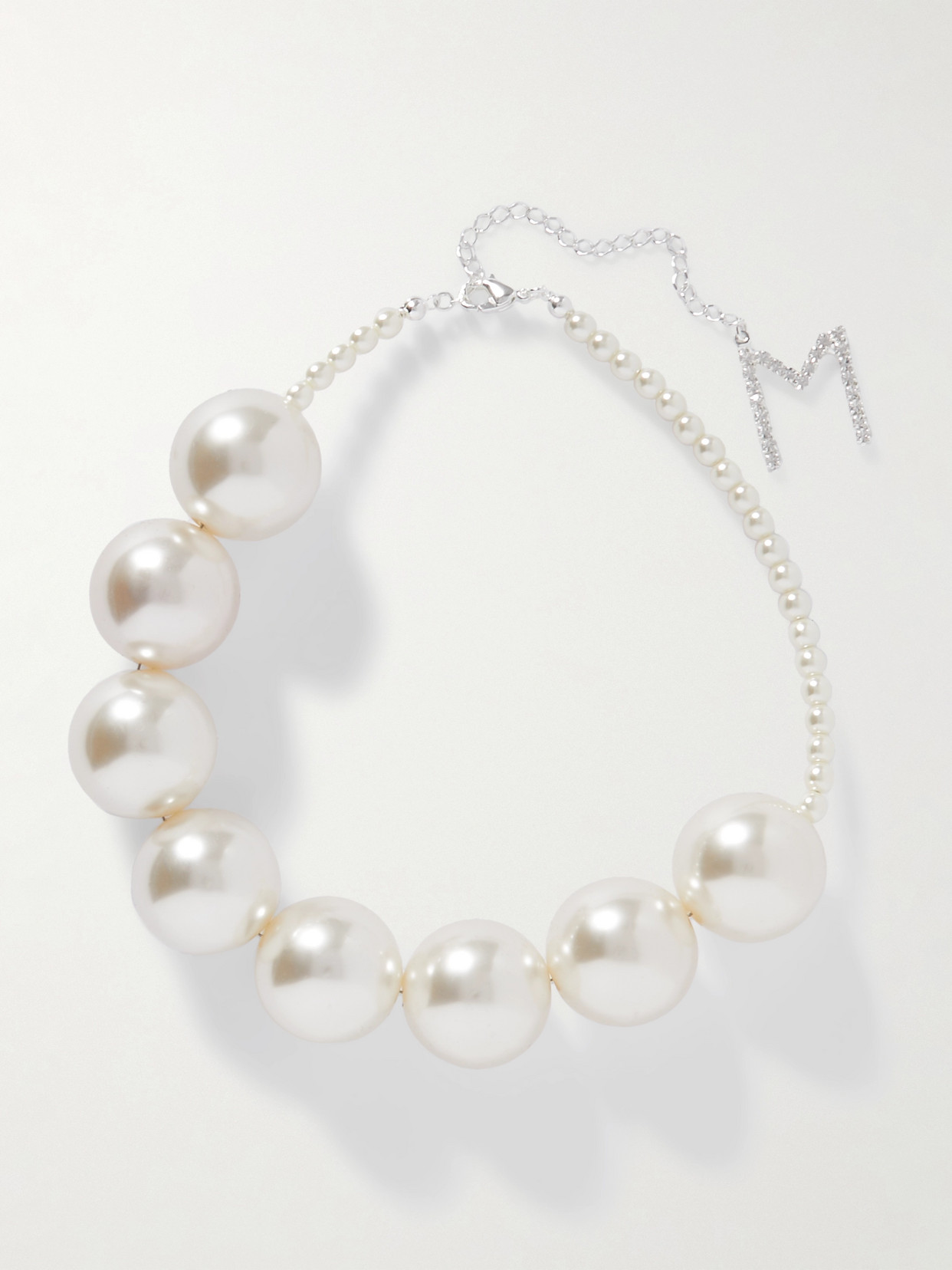 Magda Butrym Silver-tone Faux Pearl Choker In White