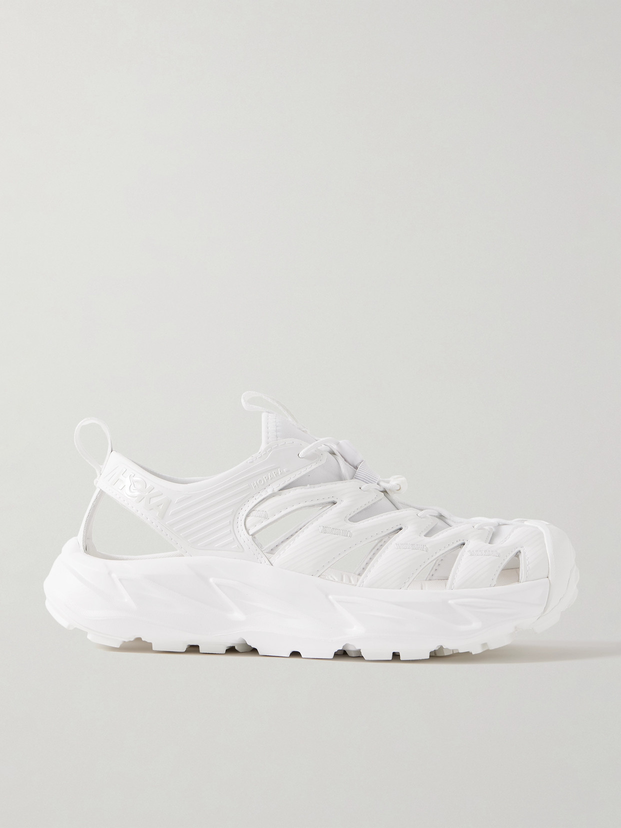 Hoka One One Hopara Cutout Rubber-trimmed Mesh Sandals In White