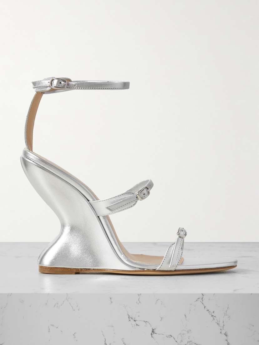 Magda Butrym Metallic Leather Wedge Sandals