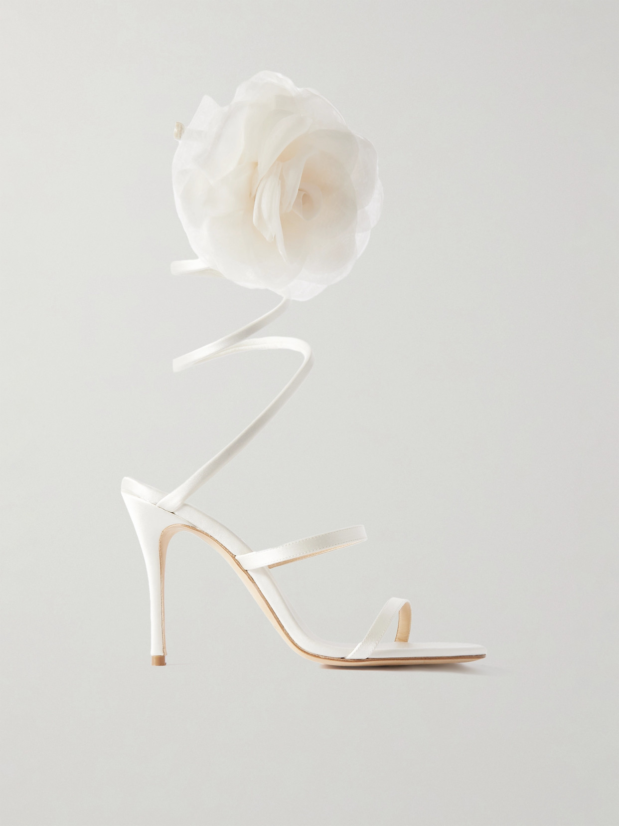 Magda Butrym Spiral Appliquéd Satin Sandals In Cream