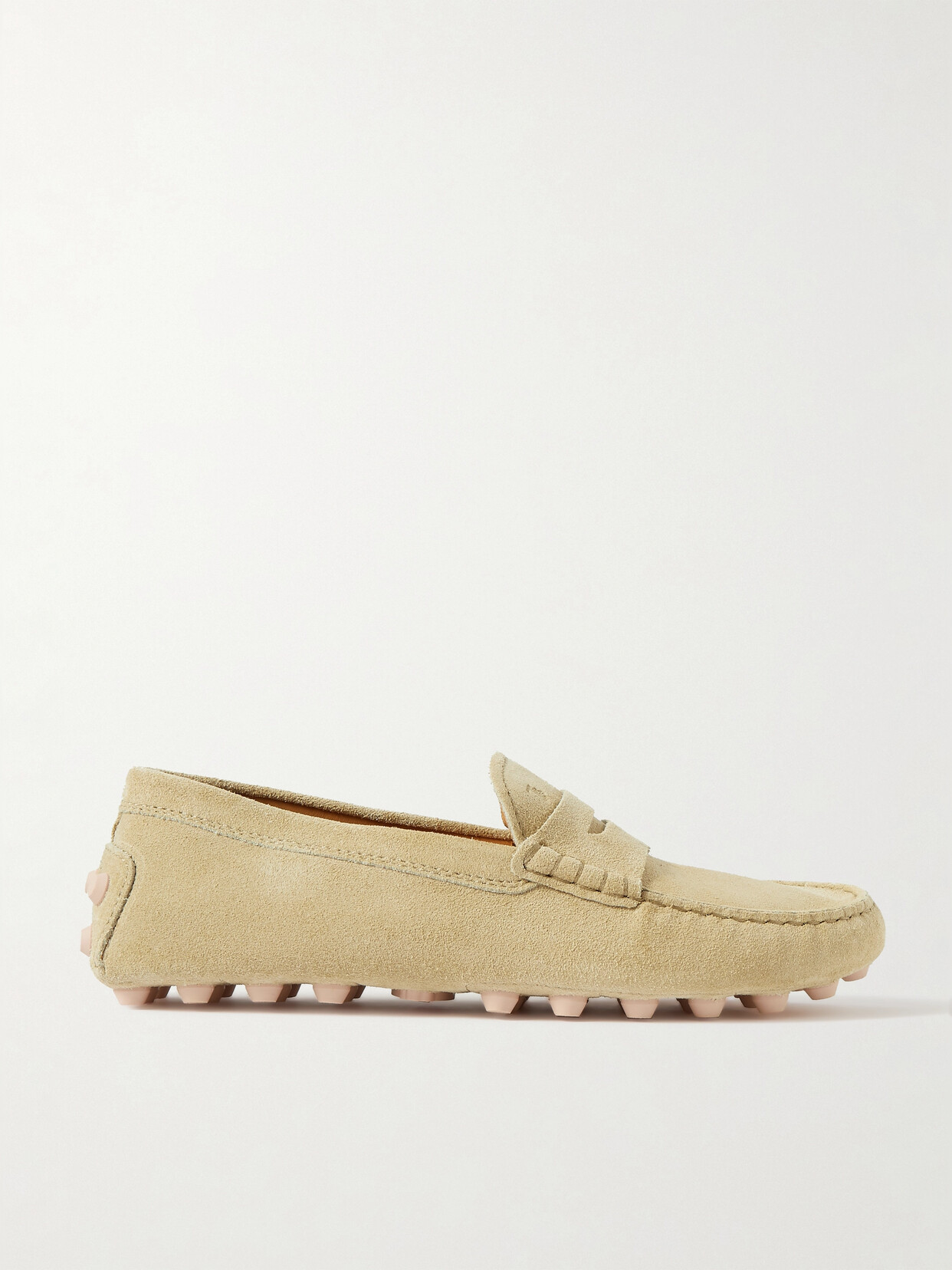 Tod's Gommino Bubble Suede Loafers In Cream