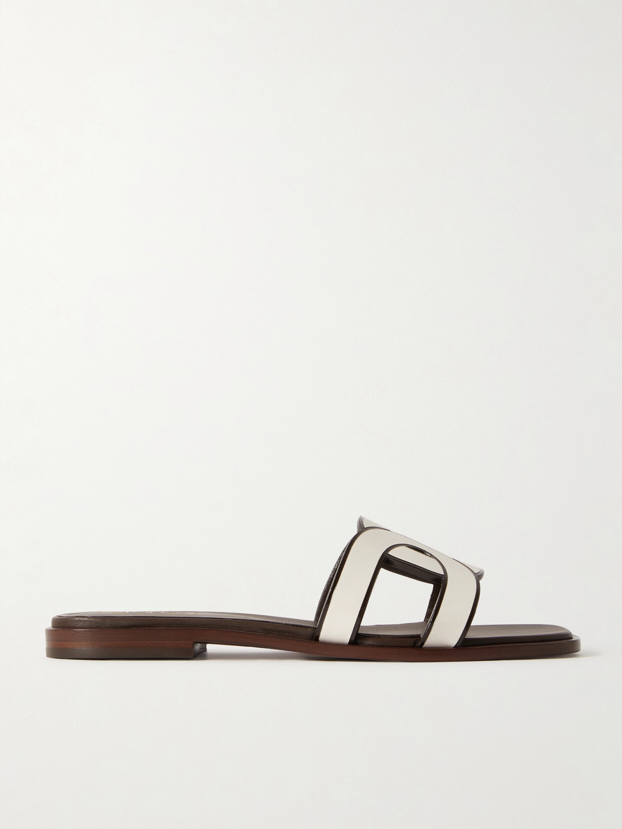 Shop Tod's Cutout Leather Slides In White